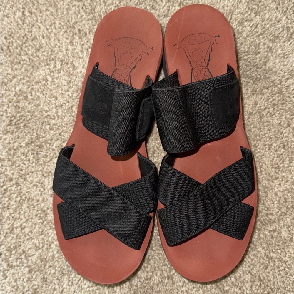 Fly London Black and Brown Platform Sandals
